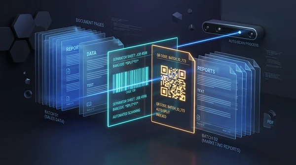 PDF-tiedoston automaattinen jakaminen viivakoodilla ja QR-koodilla (ilmainen opas)